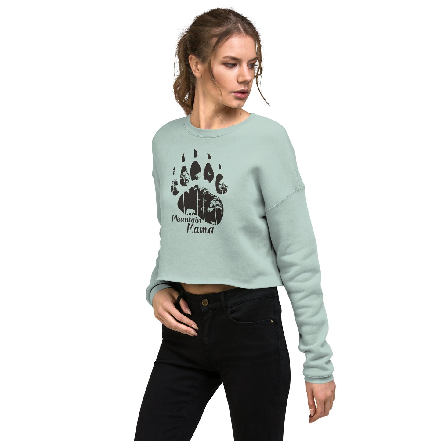 Mountain Mama Bear Paw Crop Sweatshirt - Get Deerty