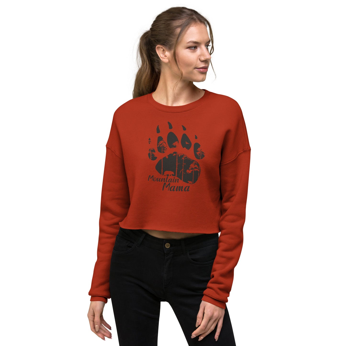 Mountain Mama Bear Paw Crop Sweatshirt - Get Deerty