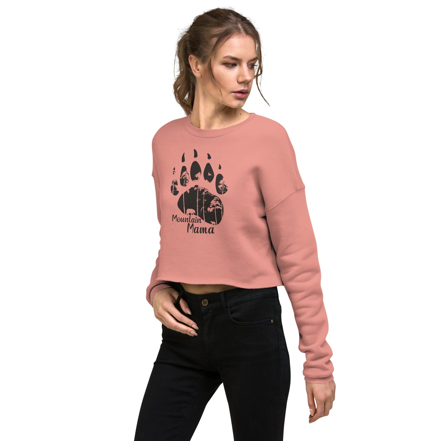 Mountain Mama Bear Paw Crop Sweatshirt - Get Deerty