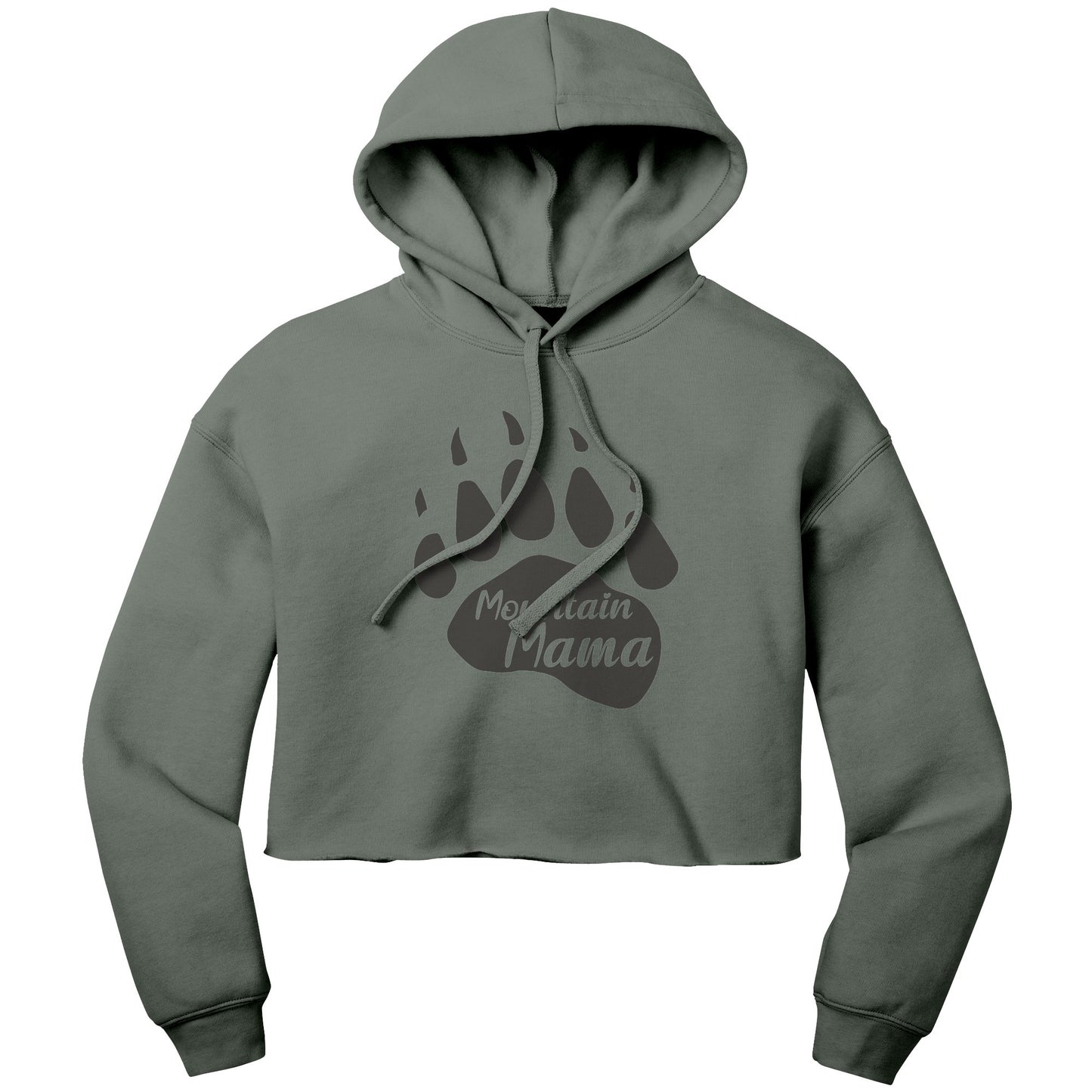 Mountain Mama Bear Paw Women's Crop Fleece Hoodie - Get Deerty