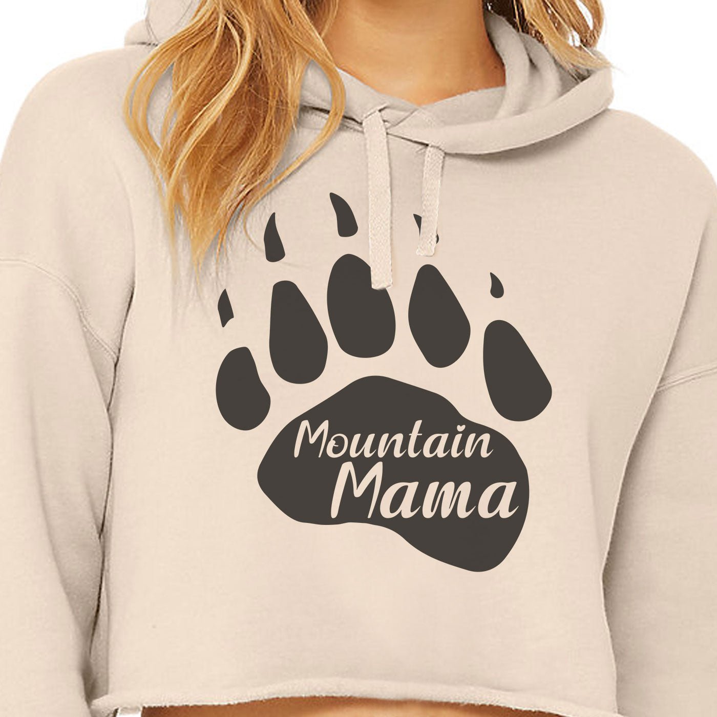 Mountain Mama Bear Paw Women's Crop Fleece Hoodie - Get Deerty