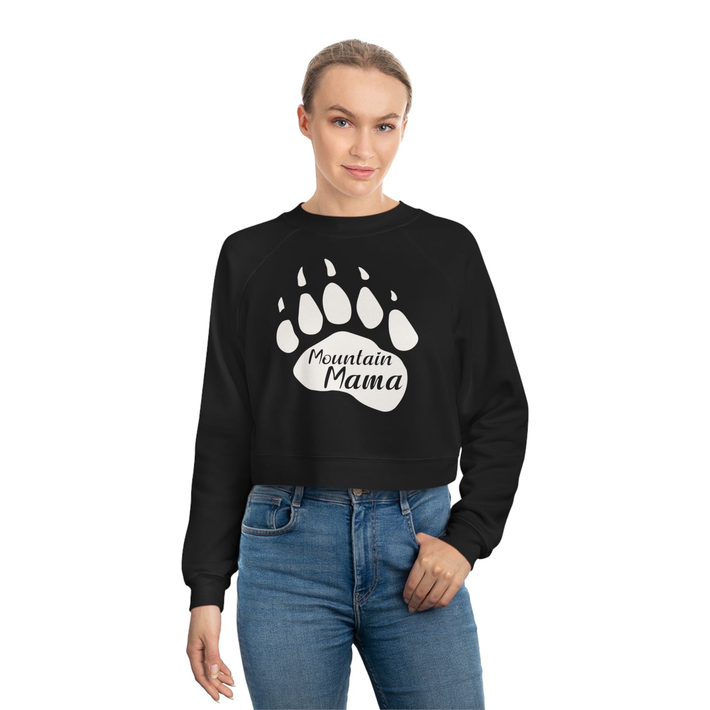 Mountain Mama Bear Paw Women's Cropped Fleece Pullover - Get Deerty