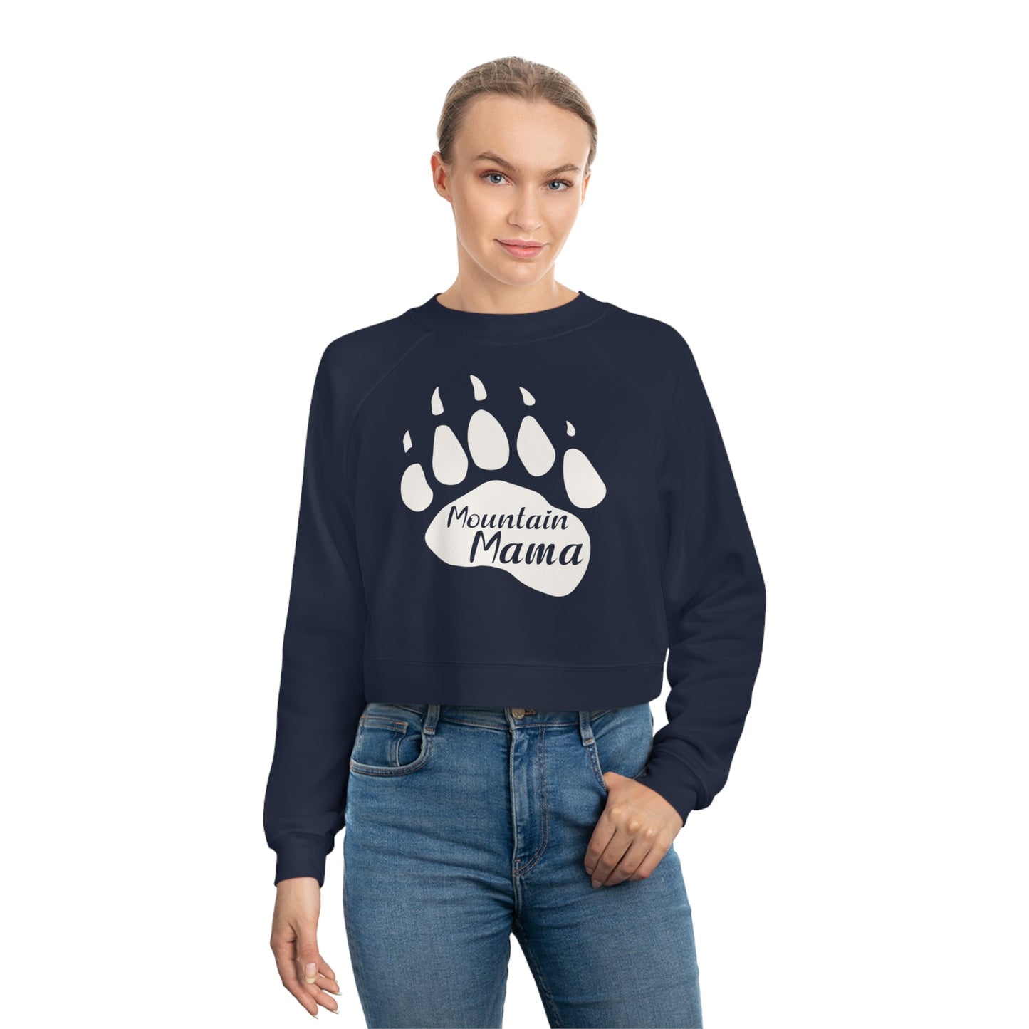 Mountain Mama Bear Paw Women's Cropped Fleece Pullover - Get Deerty