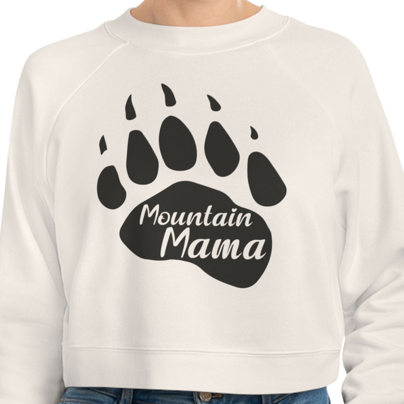 Mountain Mama Bear Paw Women's Cropped Fleece Pullover - Get Deerty