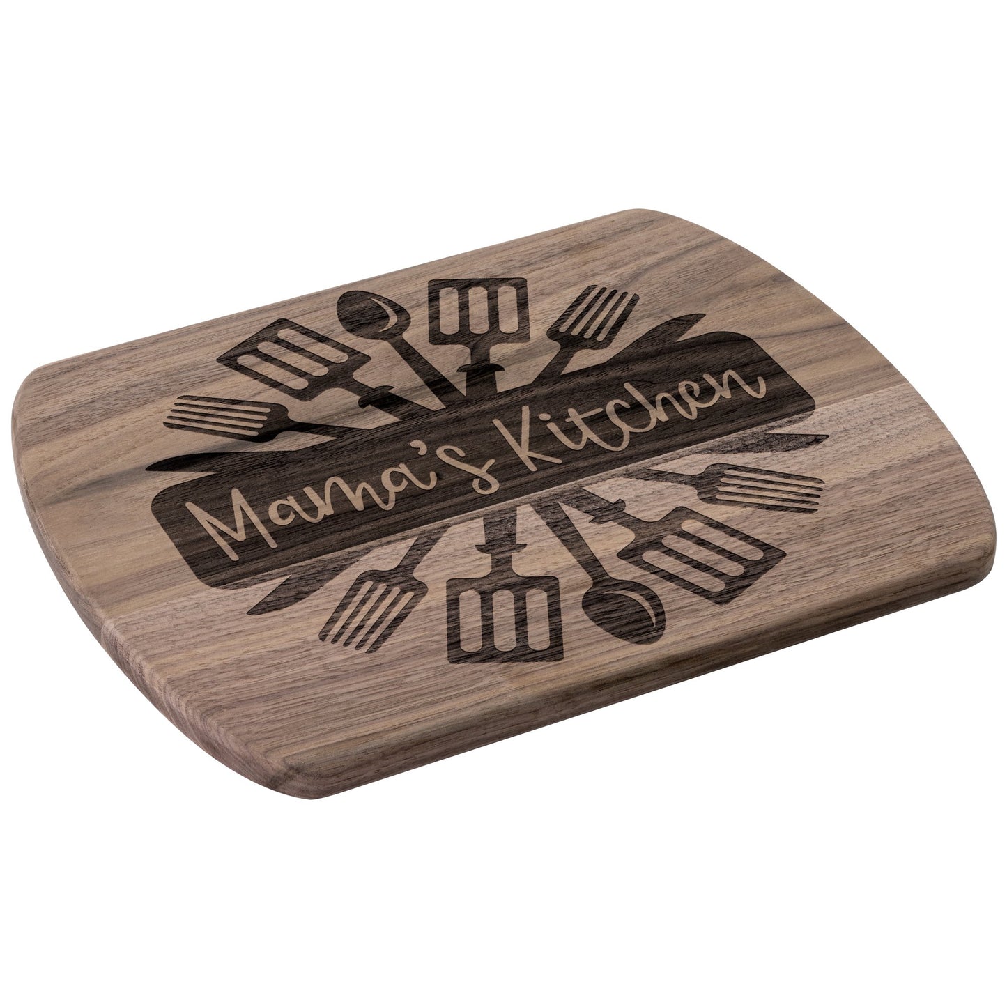 Personalized Mama's Kitchen - Hardwood Oval Cutting Board - Get Deerty