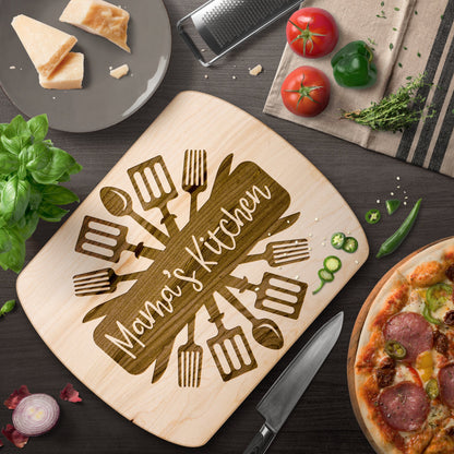 Personalized Mama's Kitchen - Hardwood Oval Cutting Board - Get Deerty