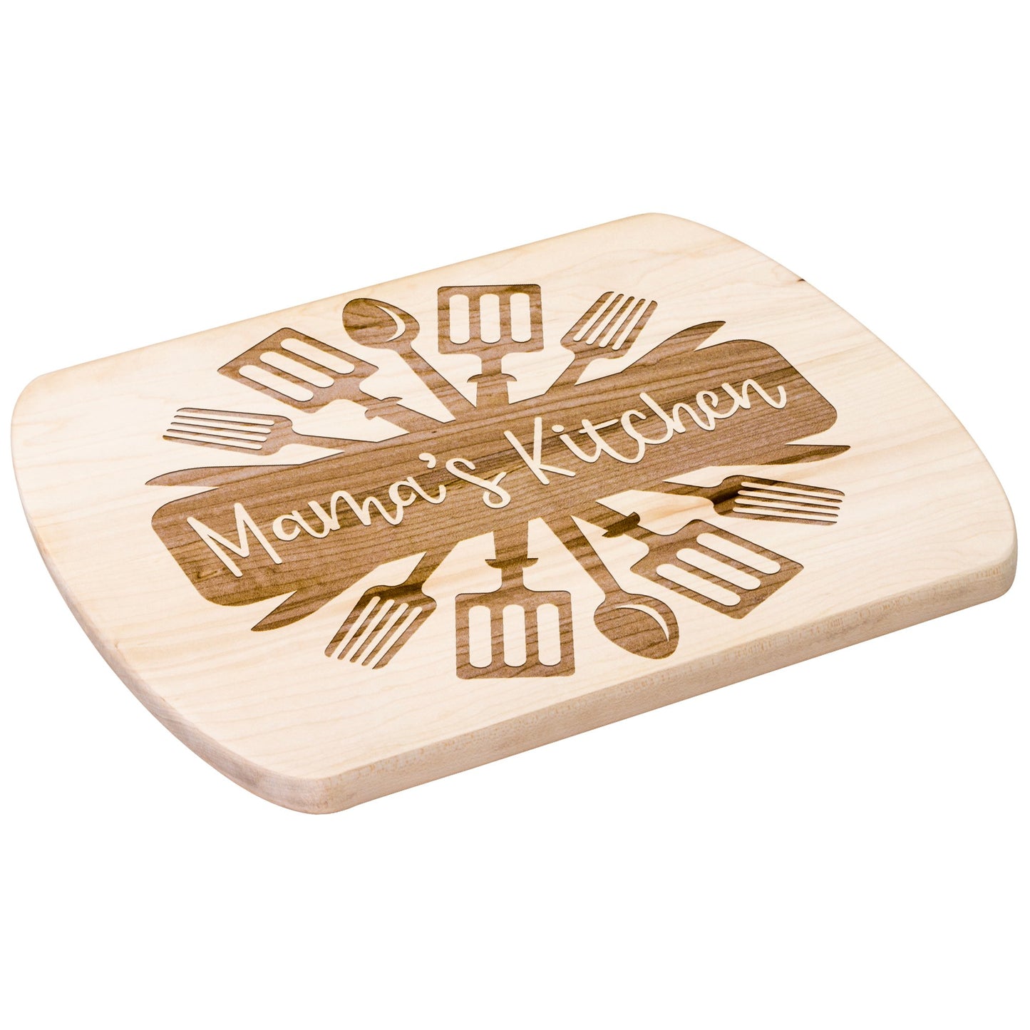Personalized Mama's Kitchen - Hardwood Oval Cutting Board - Get Deerty