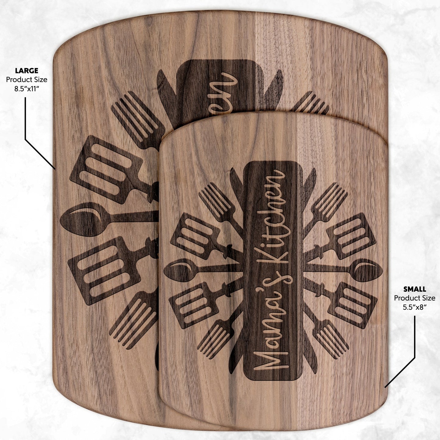 Personalized Mama's Kitchen - Hardwood Oval Cutting Board - Get Deerty