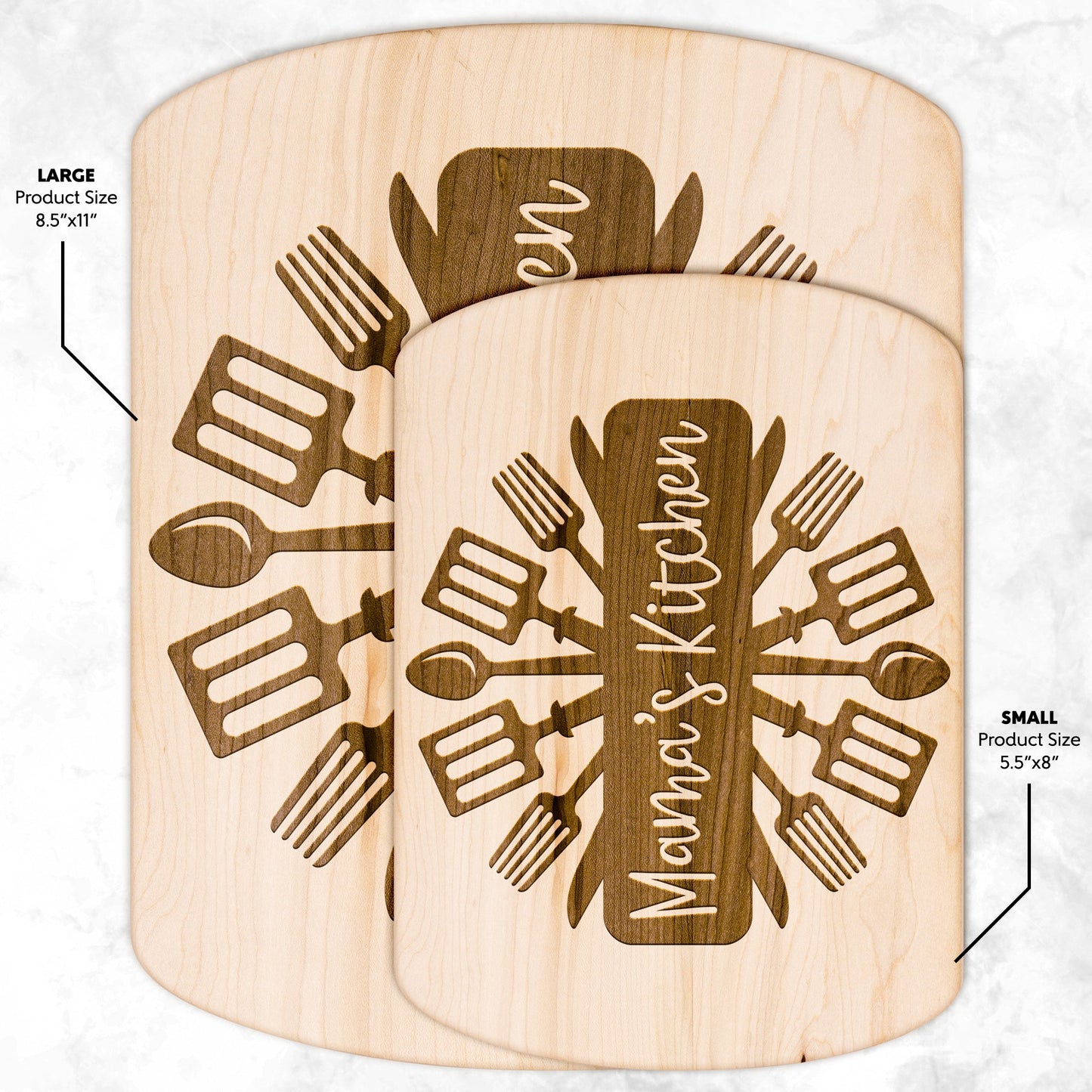Personalized Mama's Kitchen - Hardwood Oval Cutting Board - Get Deerty