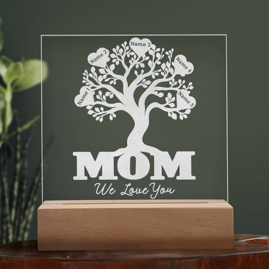 Personalized - Mom Tree Engraved LED Light - Get Deerty