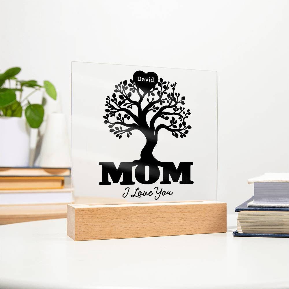 Personalized - We Love You Mom Family Tree (Square Acrylic Plaque or LED Light) - Get Deerty