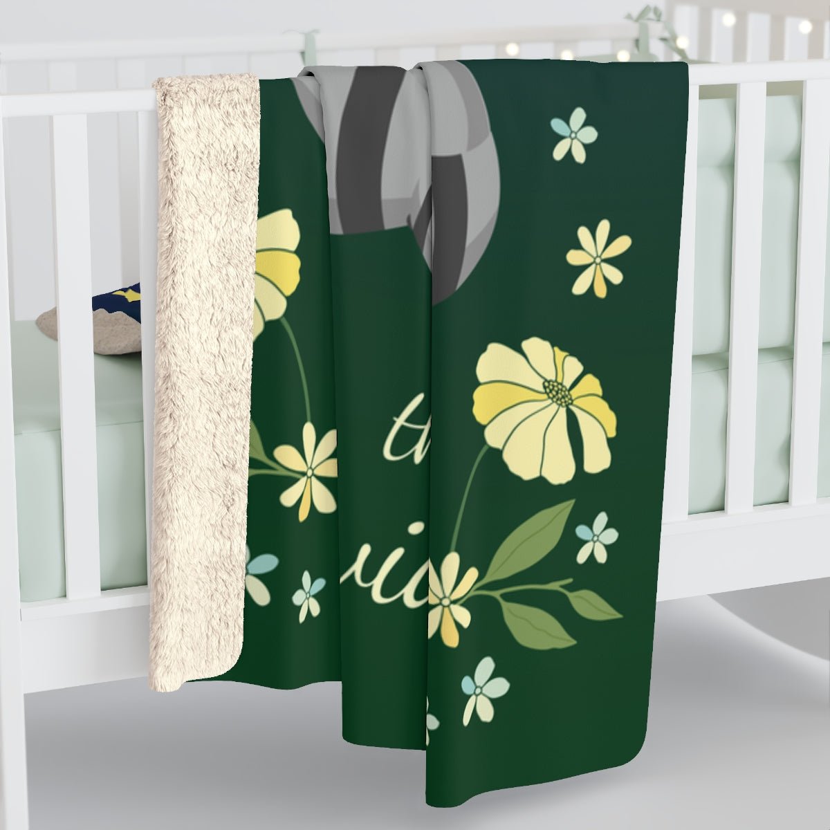 Raccoon Family Personalized Sherpa Blanket, Customize Number of Kiddos and Family Name - Get Deerty