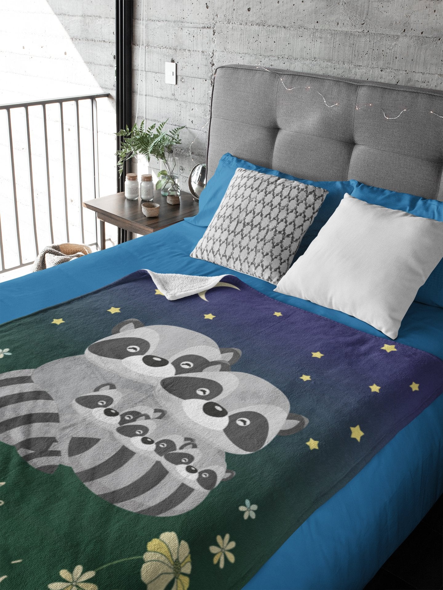 Raccoon Family Personalized Sherpa Blanket, Customize Number of Kiddos and Family Name - Get Deerty