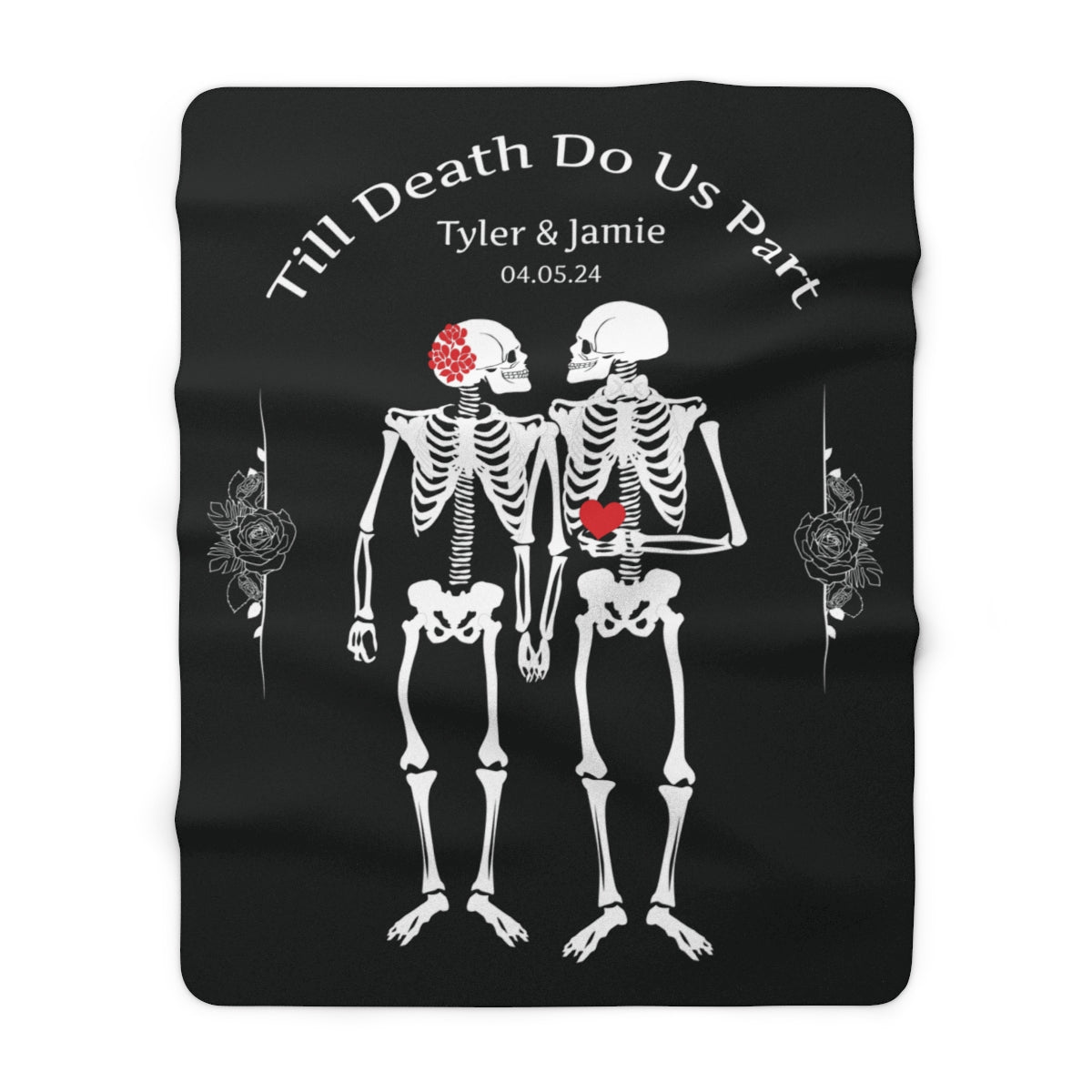 Till Death Do Us Part Personalized Sherpa Fleece Blanket Goth Couples Anniversary Gift or Wedding Gift, halloween wedding - Get Deerty