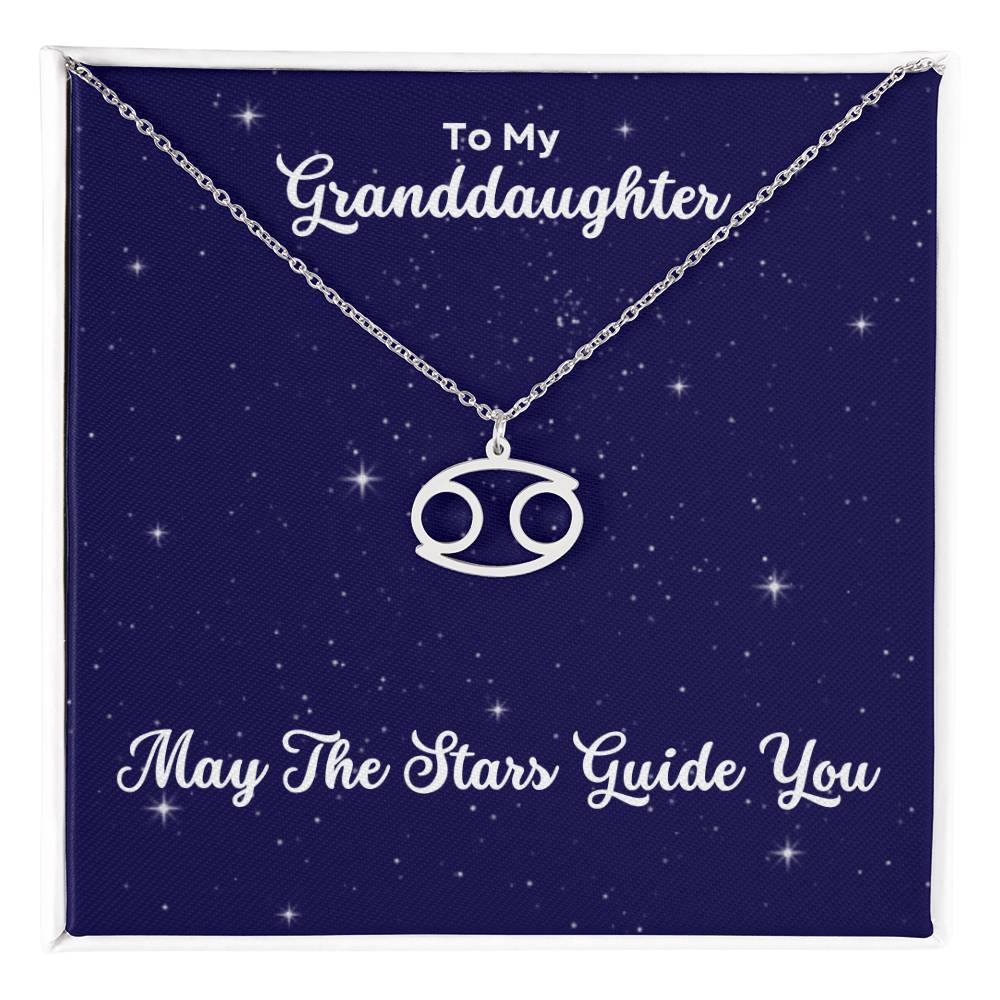 To My Granddaughter May The Stars Guide You, Zodiac Necklace - Select Zodiac Symbol - Get Deerty