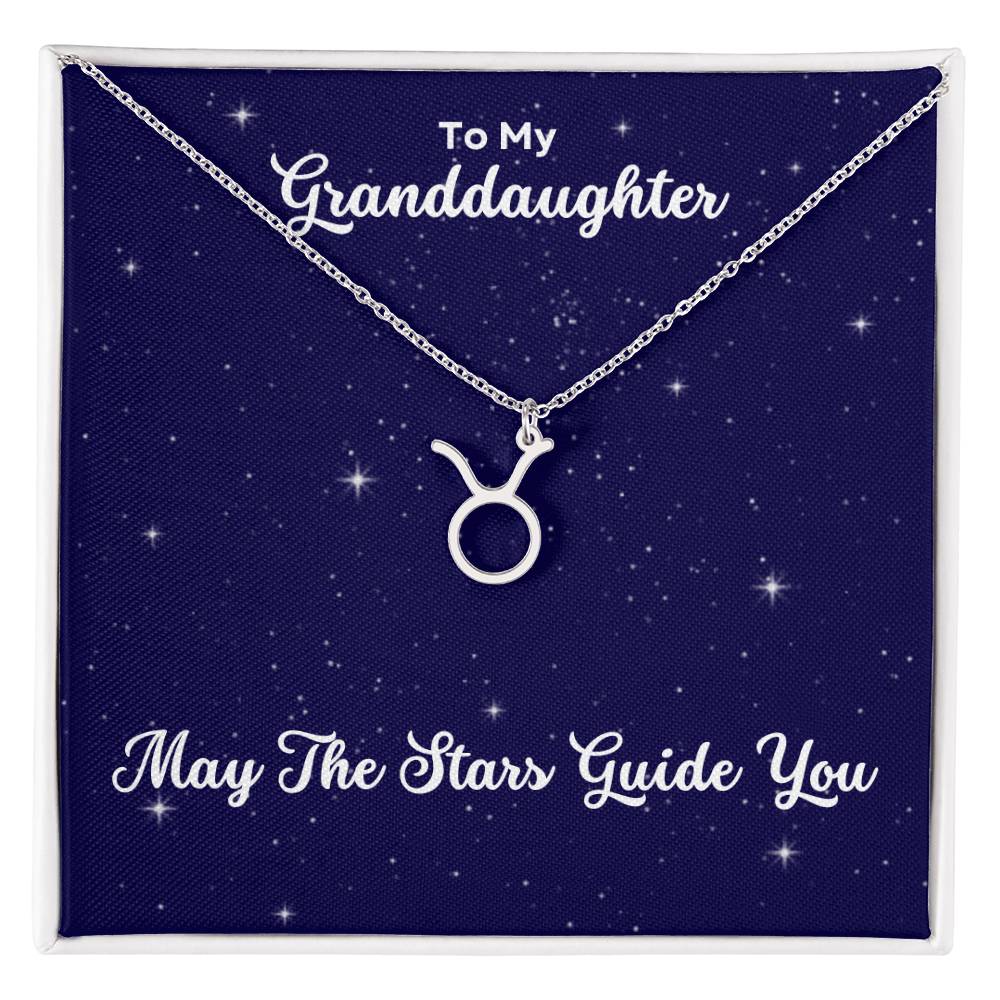 To My Granddaughter May The Stars Guide You, Zodiac Necklace - Select Zodiac Symbol - Get Deerty