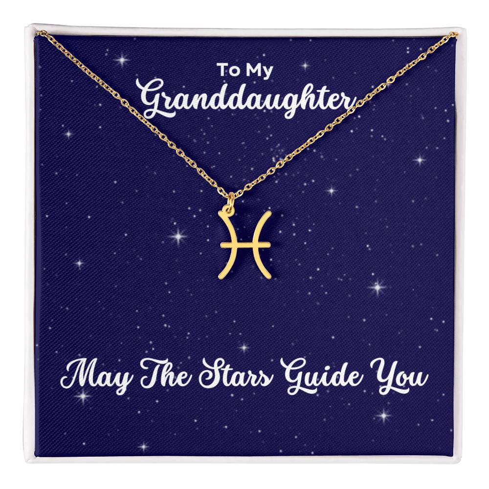 To My Granddaughter May The Stars Guide You, Zodiac Necklace - Select Zodiac Symbol - Get Deerty
