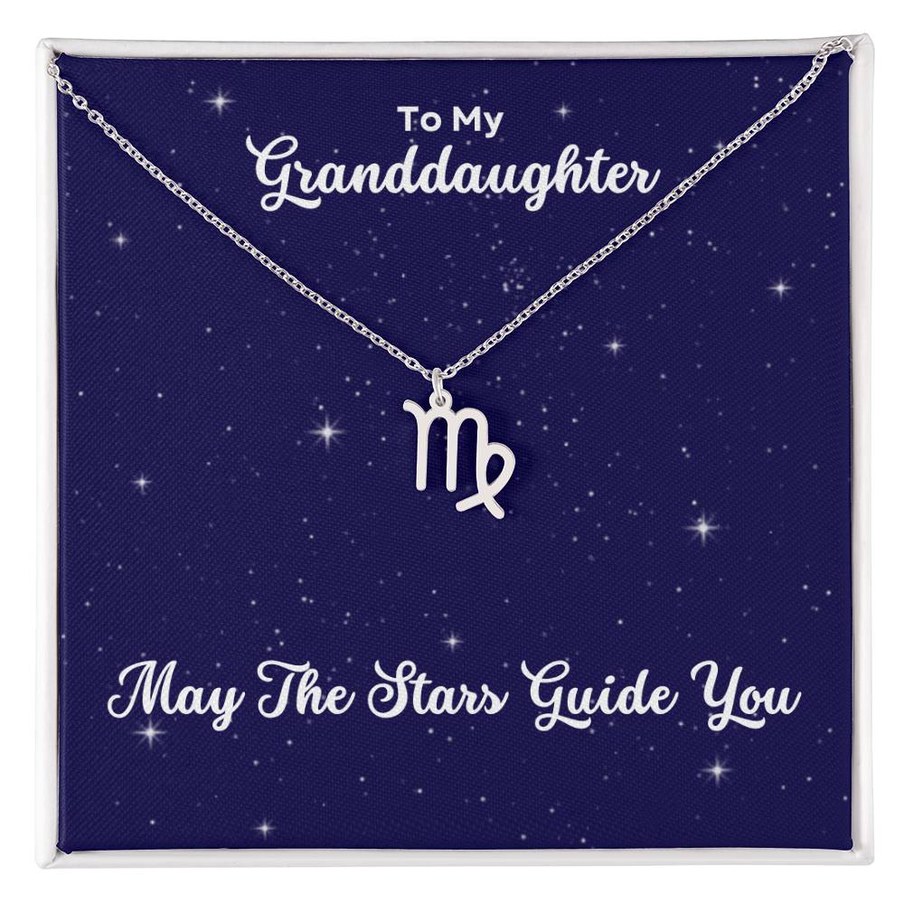To My Granddaughter May The Stars Guide You, Zodiac Necklace - Select Zodiac Symbol - Get Deerty