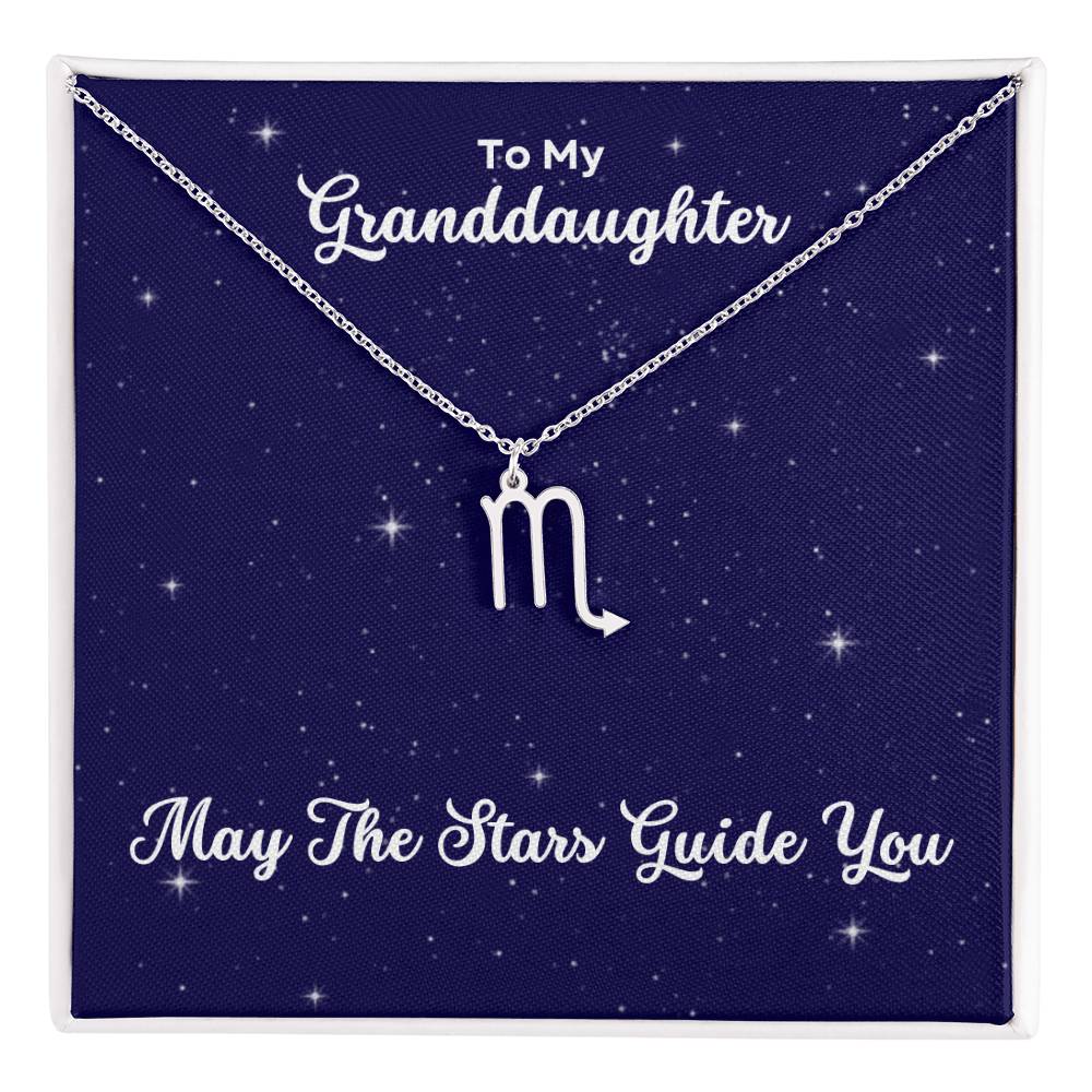To My Granddaughter May The Stars Guide You, Zodiac Necklace - Select Zodiac Symbol - Get Deerty