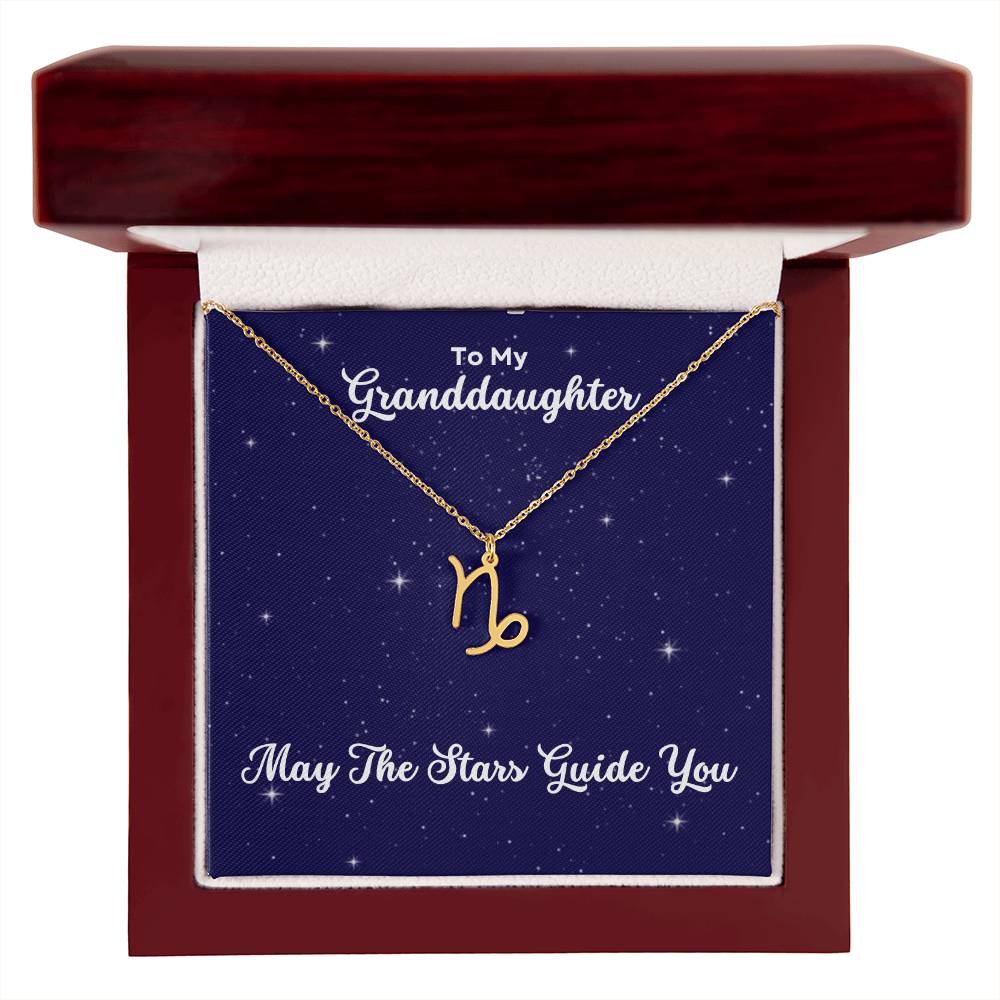 To My Granddaughter May The Stars Guide You, Zodiac Necklace - Select Zodiac Symbol - Get Deerty