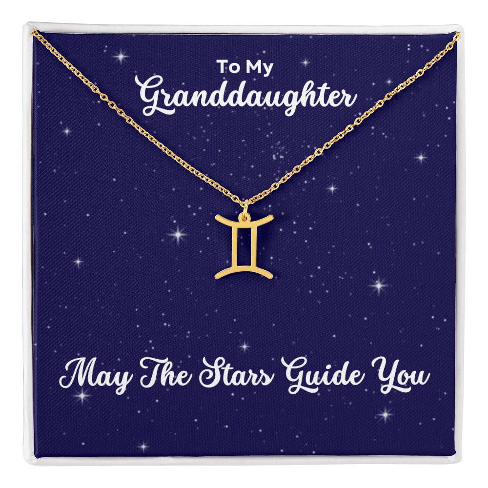 To My Granddaughter May The Stars Guide You, Zodiac Necklace - Select Zodiac Symbol - Get Deerty