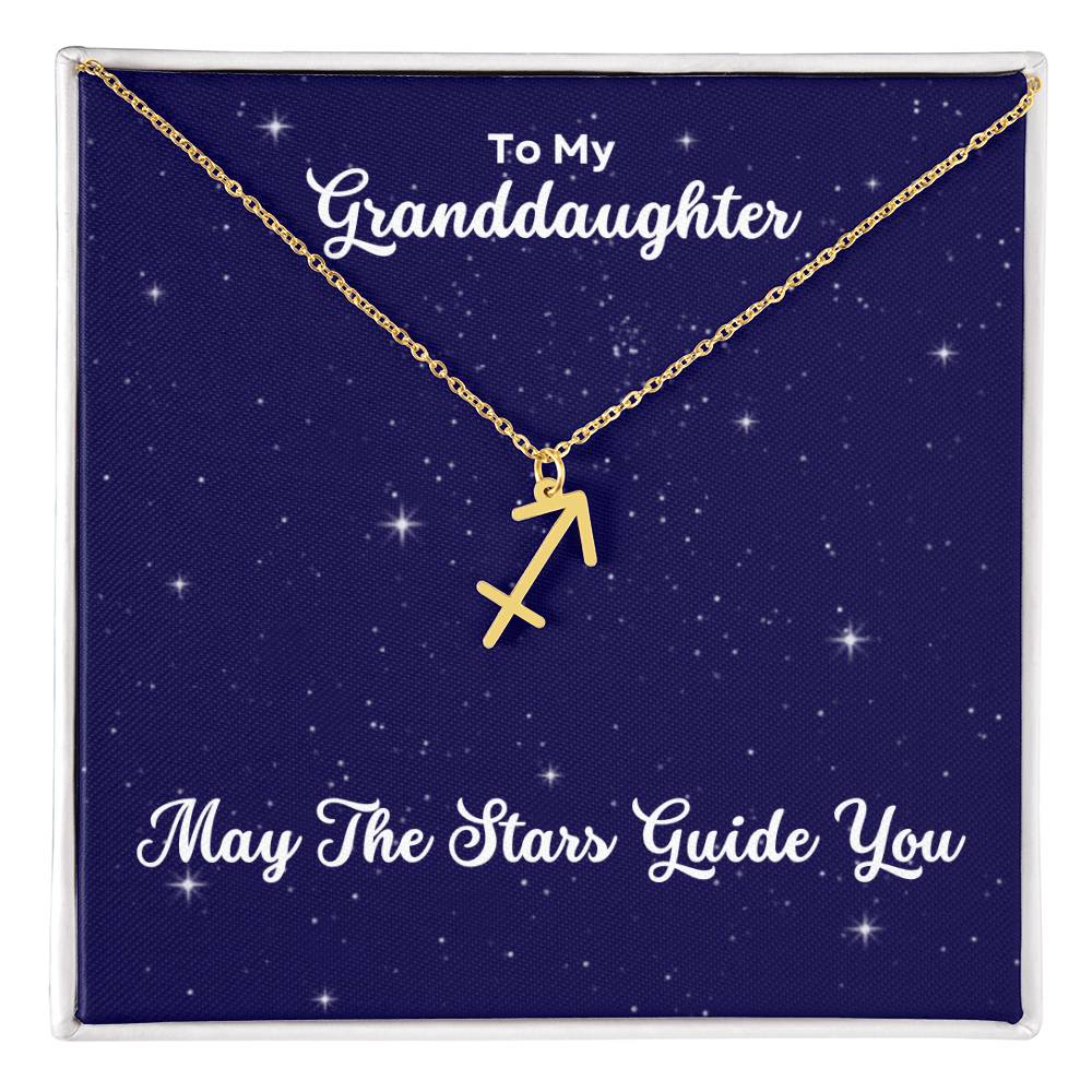 To My Granddaughter May The Stars Guide You, Zodiac Necklace - Select Zodiac Symbol - Get Deerty