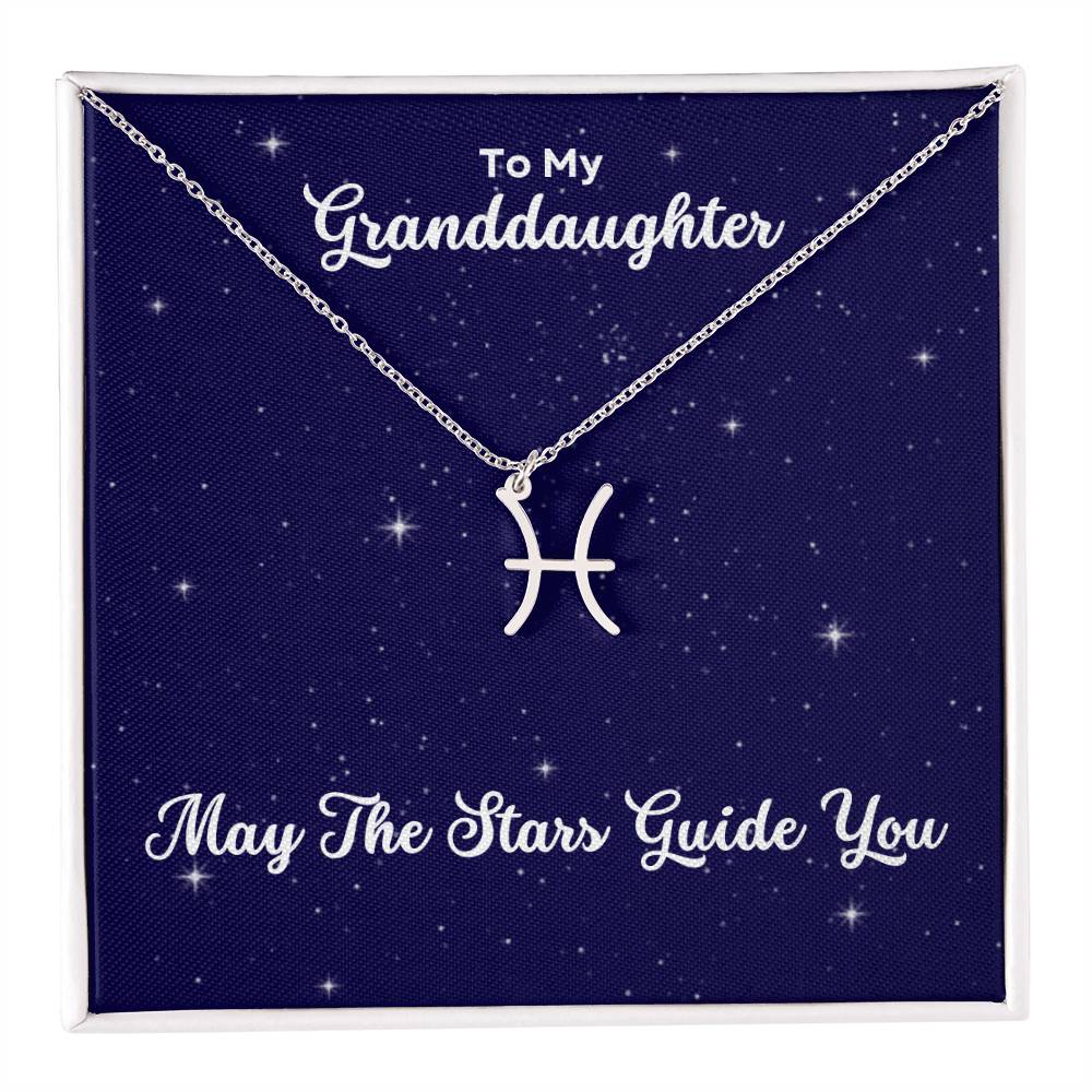 To My Granddaughter May The Stars Guide You, Zodiac Necklace - Select Zodiac Symbol - Get Deerty
