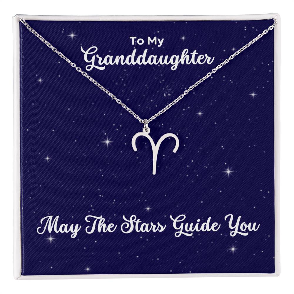 To My Granddaughter May The Stars Guide You, Zodiac Necklace - Select Zodiac Symbol - Get Deerty