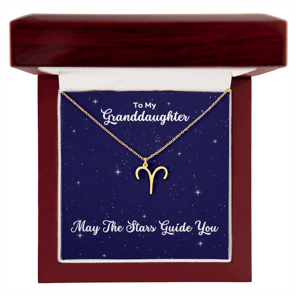 To My Granddaughter May The Stars Guide You, Zodiac Necklace - Select Zodiac Symbol - Get Deerty