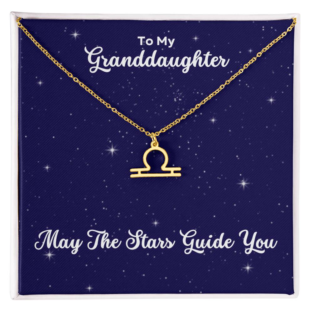 To My Granddaughter May The Stars Guide You, Zodiac Necklace - Select Zodiac Symbol - Get Deerty
