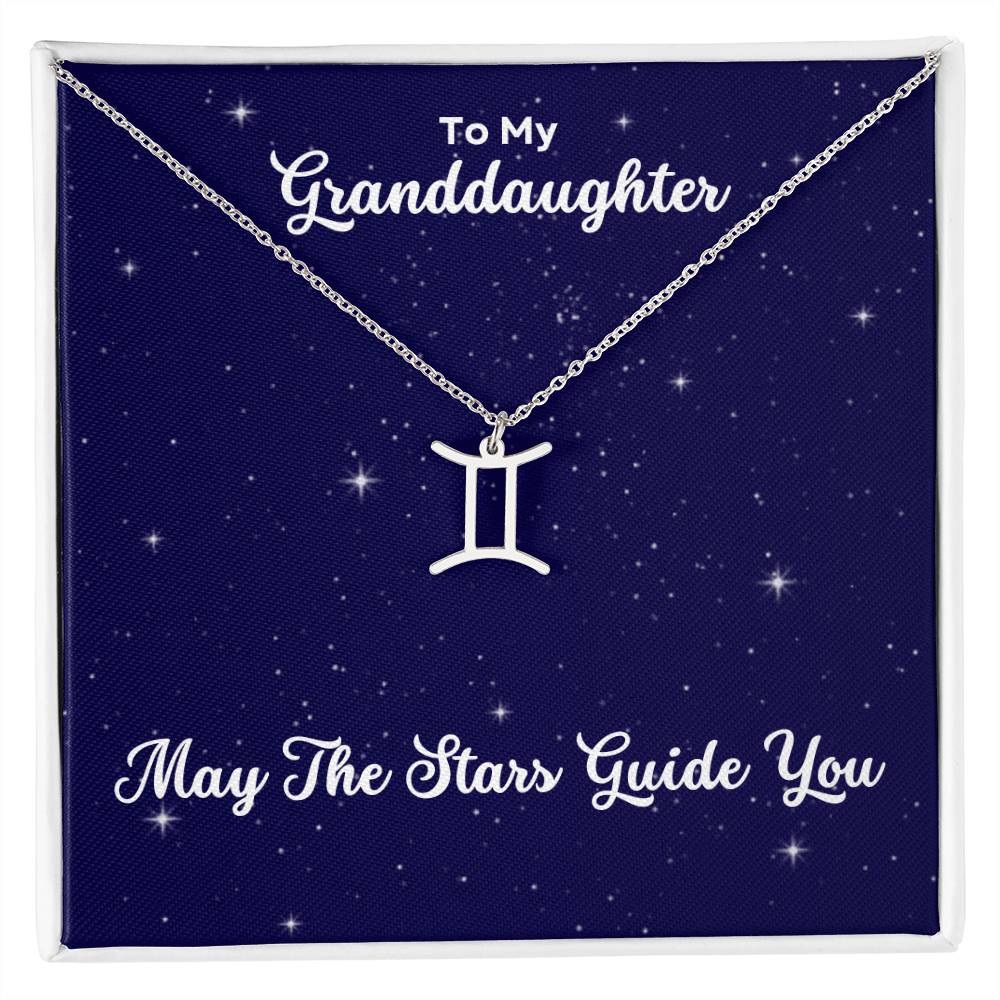 To My Granddaughter May The Stars Guide You, Zodiac Necklace - Select Zodiac Symbol - Get Deerty
