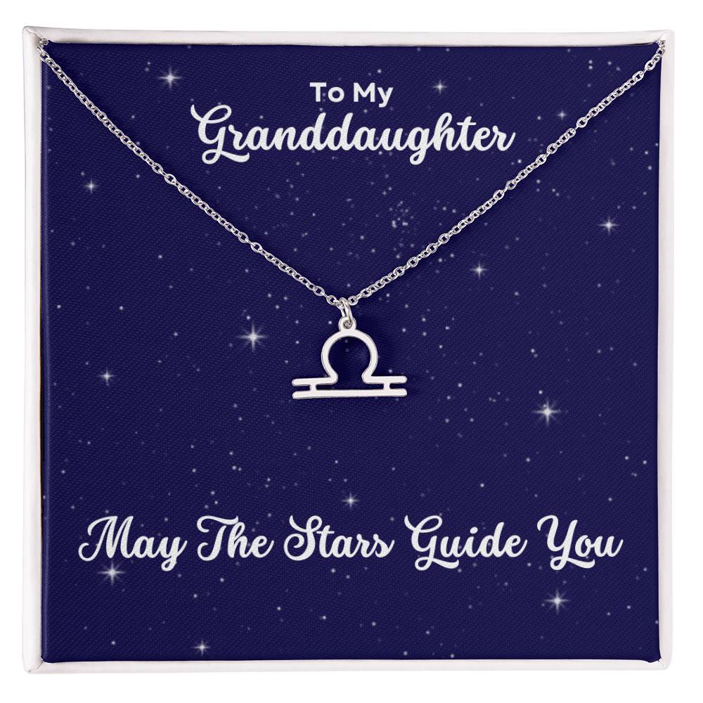 To My Granddaughter May The Stars Guide You, Zodiac Necklace - Select Zodiac Symbol - Get Deerty