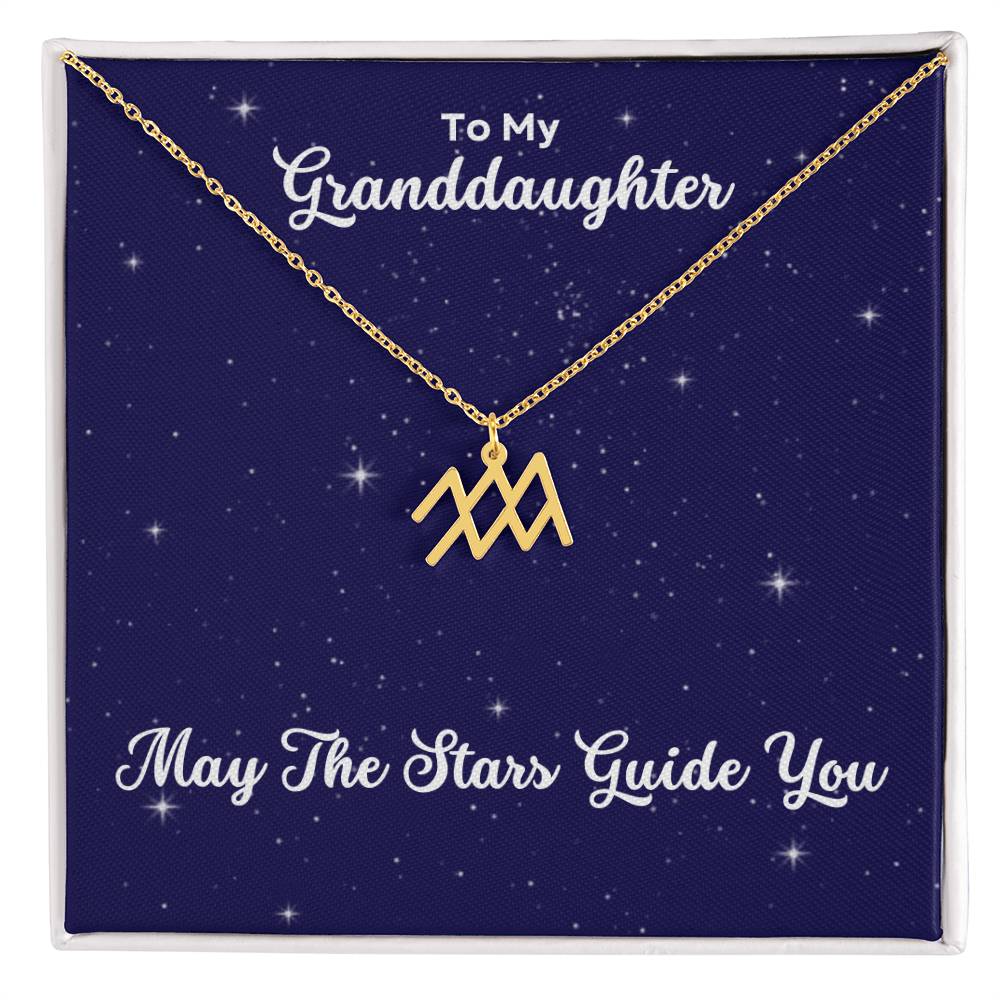 To My Granddaughter May The Stars Guide You, Zodiac Necklace - Select Zodiac Symbol - Get Deerty