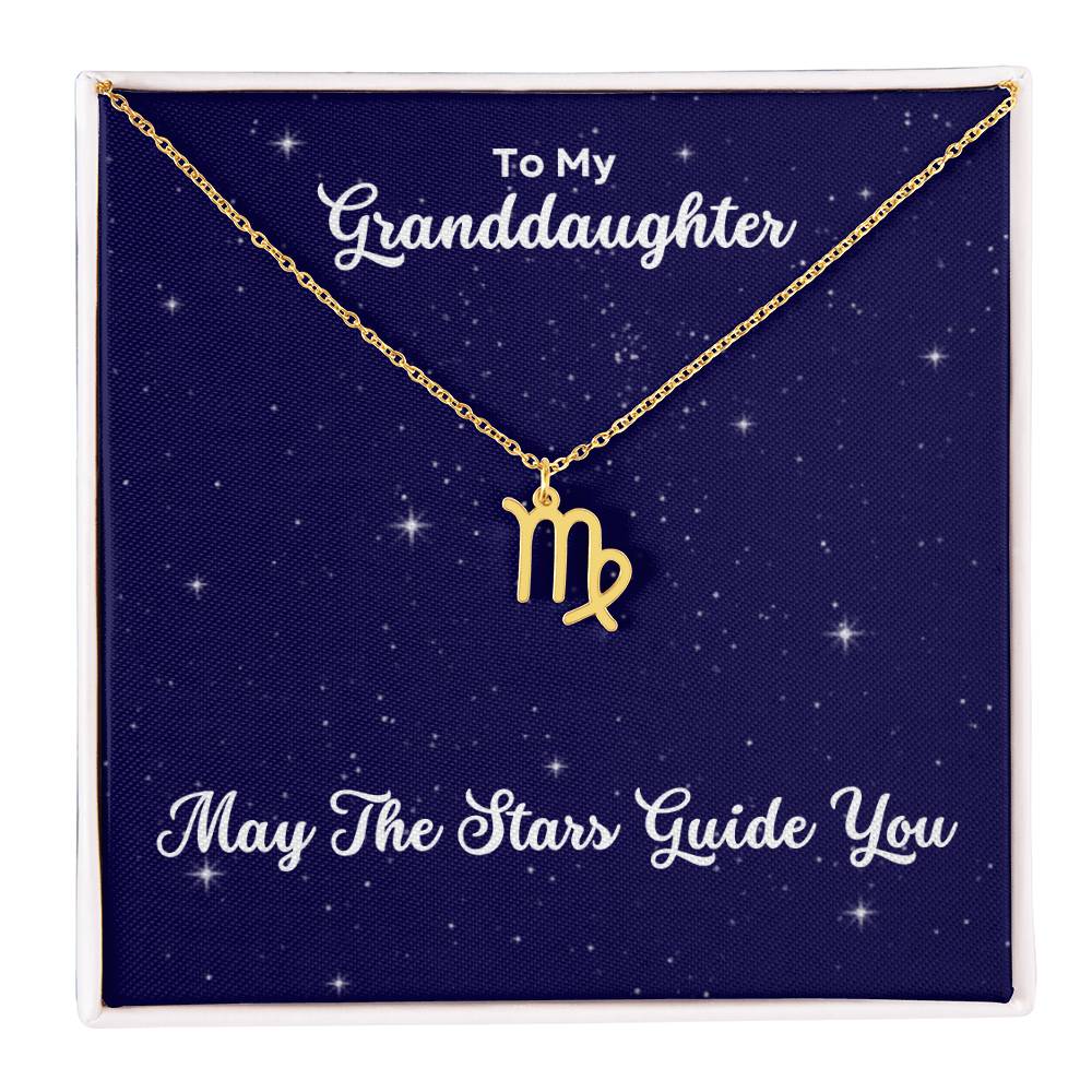 To My Granddaughter May The Stars Guide You, Zodiac Necklace - Select Zodiac Symbol - Get Deerty