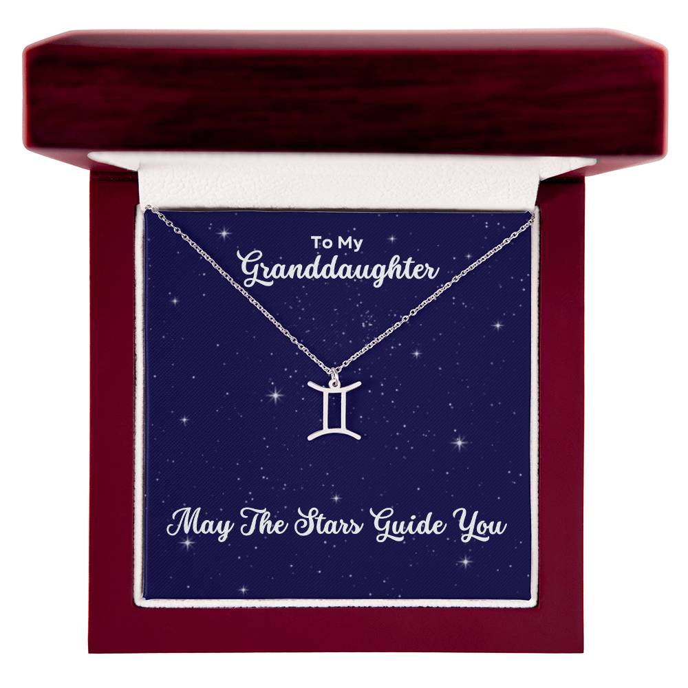 To My Granddaughter May The Stars Guide You, Zodiac Necklace - Select Zodiac Symbol - Get Deerty