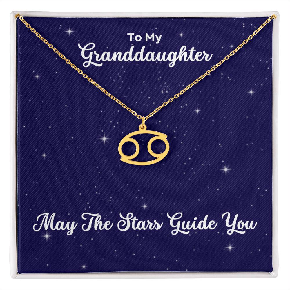 To My Granddaughter May The Stars Guide You, Zodiac Necklace - Select Zodiac Symbol - Get Deerty