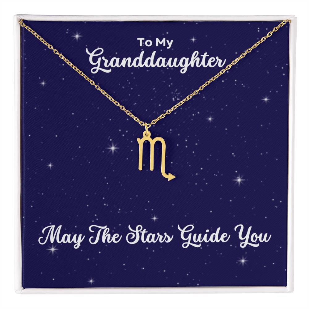 To My Granddaughter May The Stars Guide You, Zodiac Necklace - Select Zodiac Symbol - Get Deerty