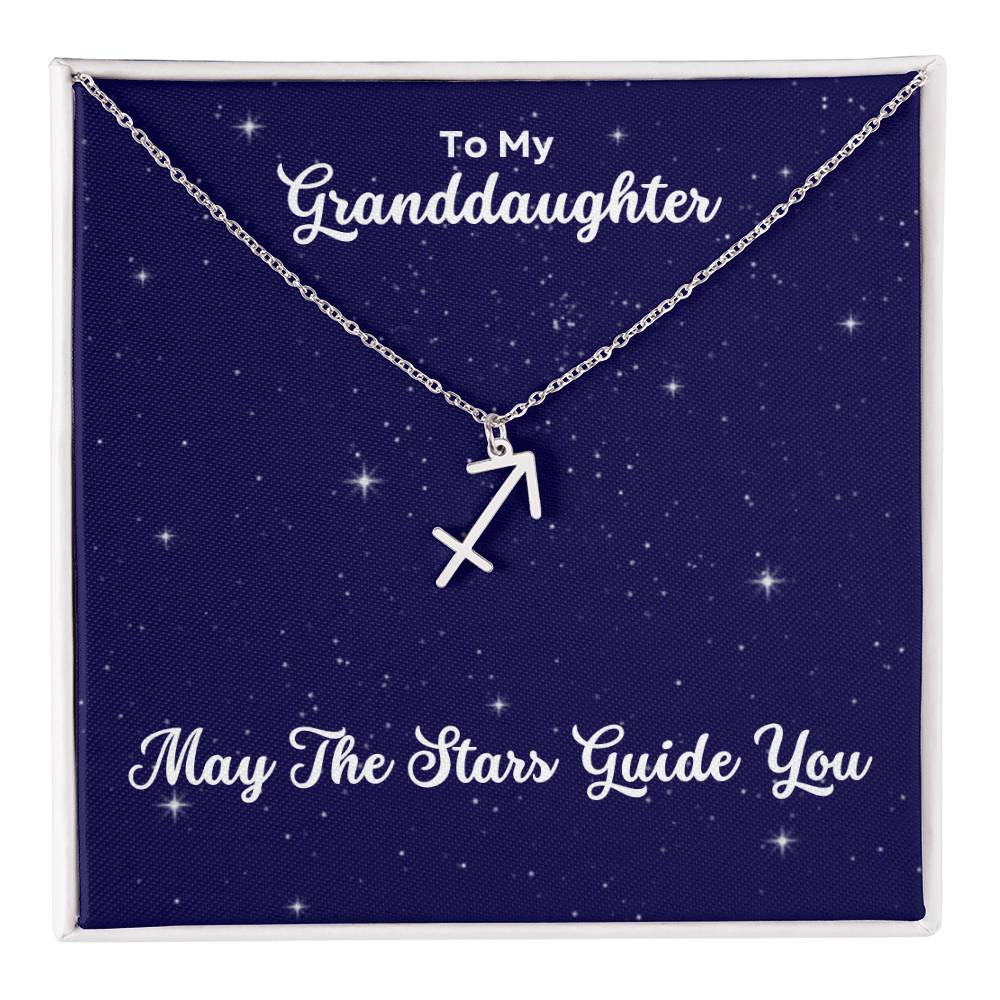 To My Granddaughter May The Stars Guide You, Zodiac Necklace - Select Zodiac Symbol - Get Deerty