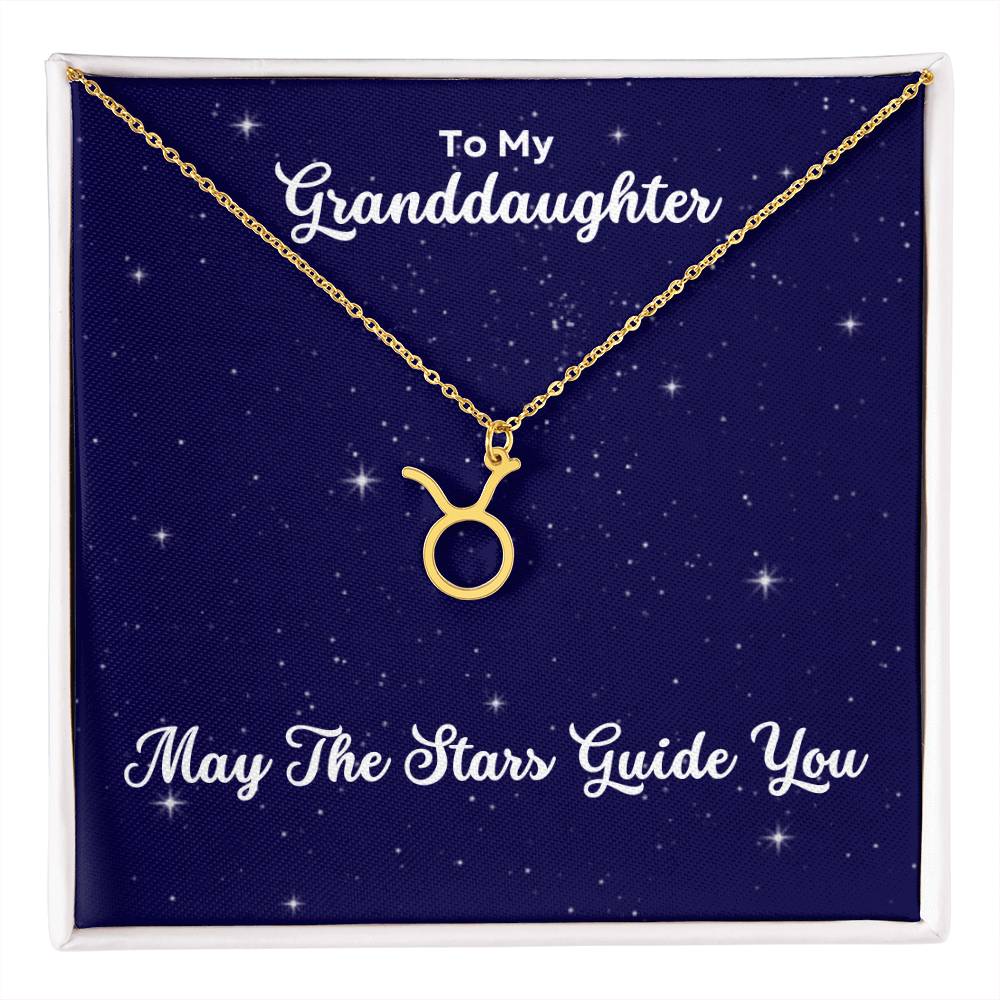 To My Granddaughter May The Stars Guide You, Zodiac Necklace - Select Zodiac Symbol - Get Deerty