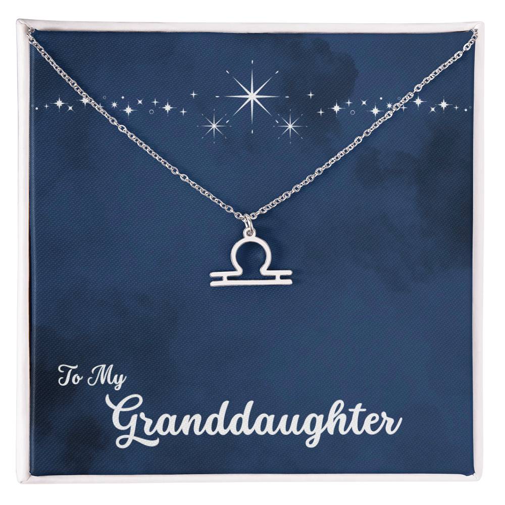 To My Granddaughter Zodiac Necklace, Select Zodiac Symbol - Starry Night - Get Deerty