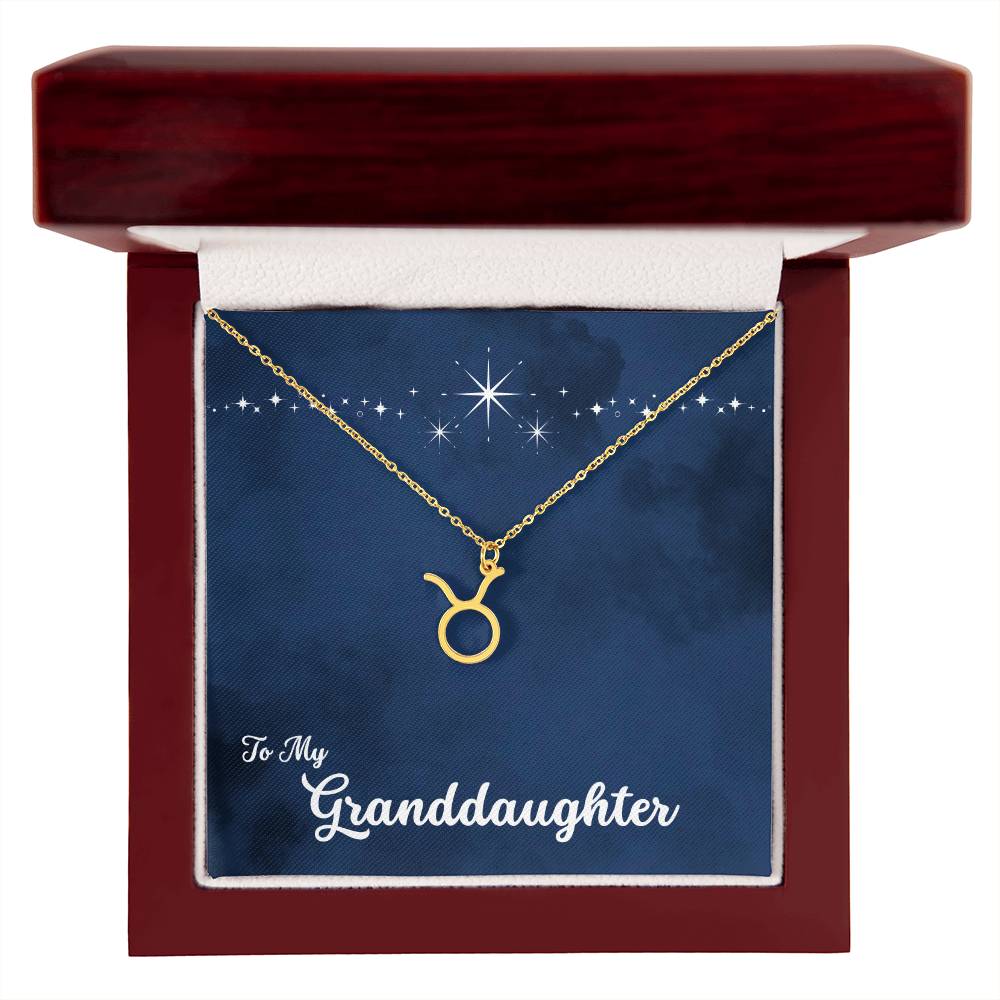 To My Granddaughter Zodiac Necklace, Select Zodiac Symbol - Starry Night - Get Deerty
