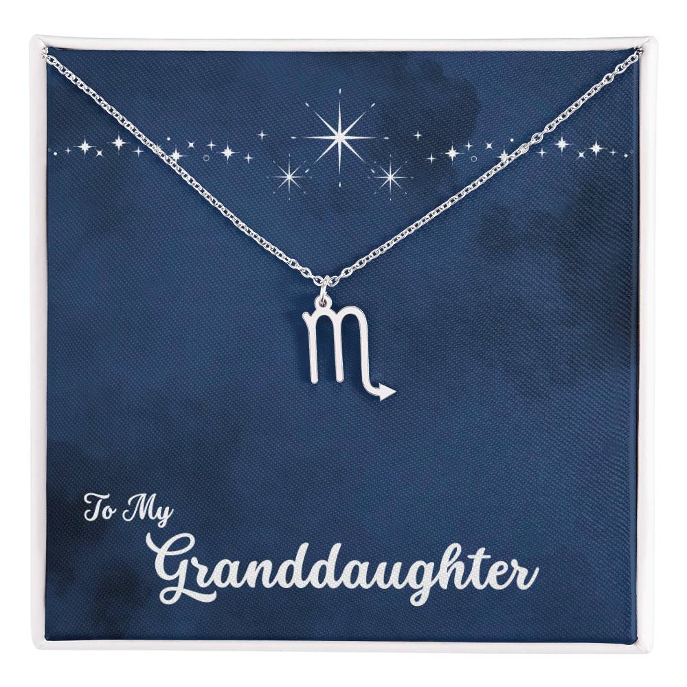 To My Granddaughter Zodiac Necklace, Select Zodiac Symbol - Starry Night - Get Deerty