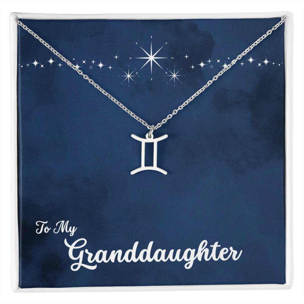 To My Granddaughter Zodiac Necklace, Select Zodiac Symbol - Starry Night - Get Deerty