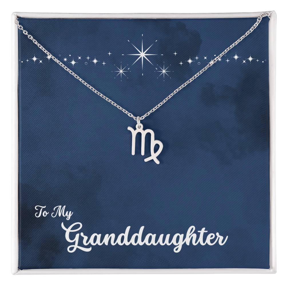 To My Granddaughter Zodiac Necklace, Select Zodiac Symbol - Starry Night - Get Deerty