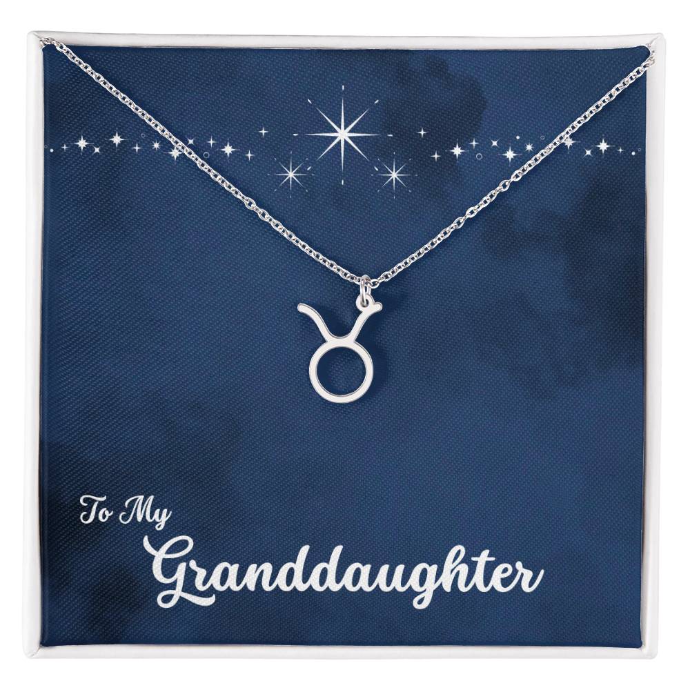To My Granddaughter Zodiac Necklace, Select Zodiac Symbol - Starry Night - Get Deerty