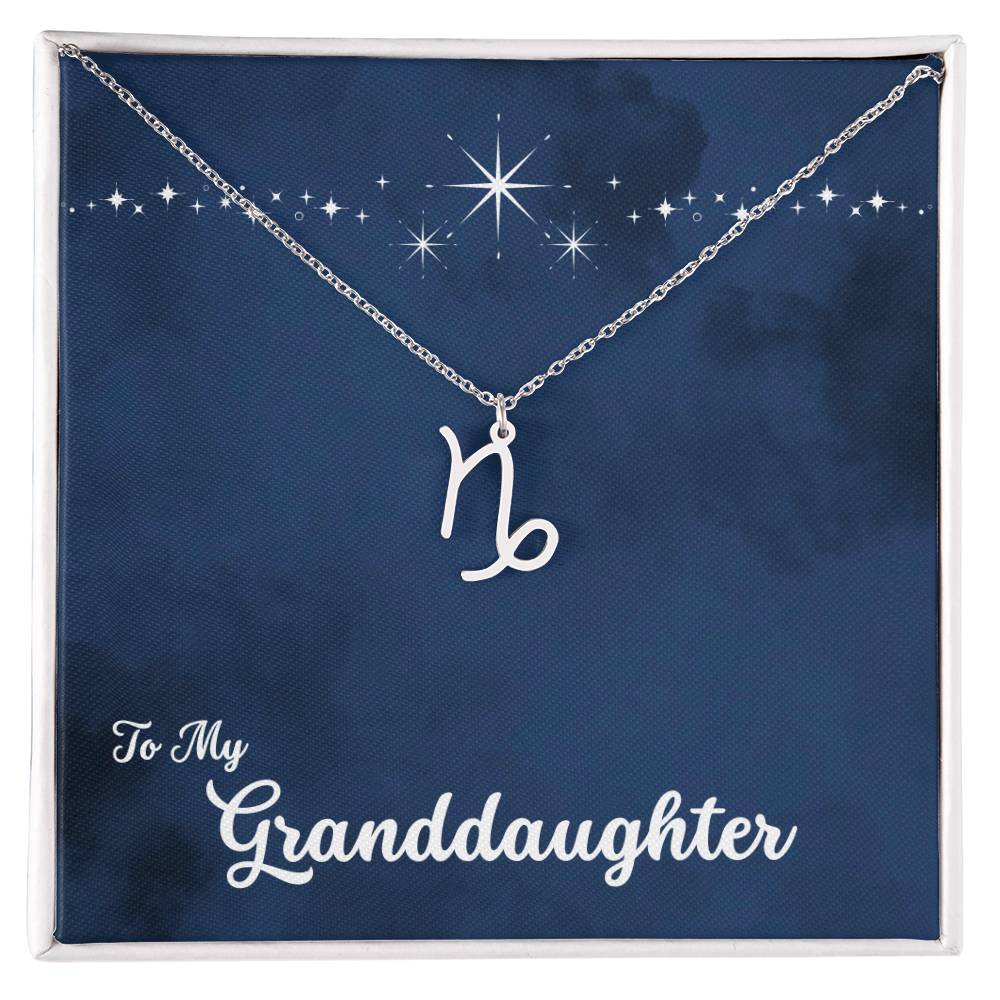 To My Granddaughter Zodiac Necklace, Select Zodiac Symbol - Starry Night - Get Deerty