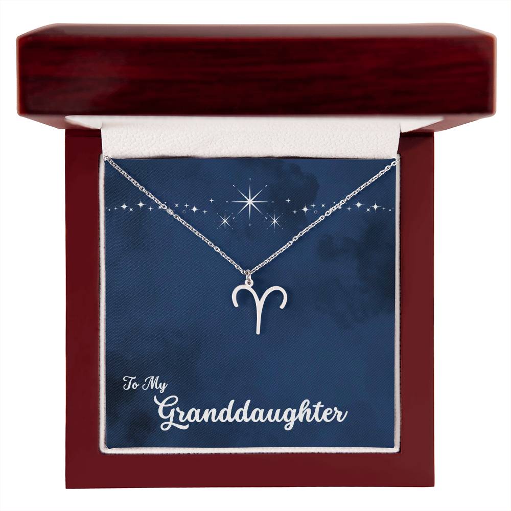 To My Granddaughter Zodiac Necklace, Select Zodiac Symbol - Starry Night - Get Deerty