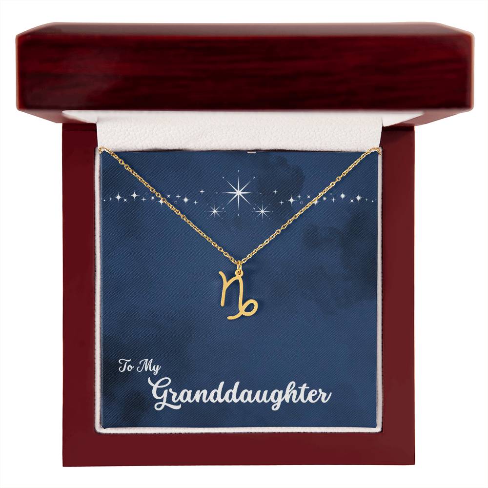 To My Granddaughter Zodiac Necklace, Select Zodiac Symbol - Starry Night - Get Deerty