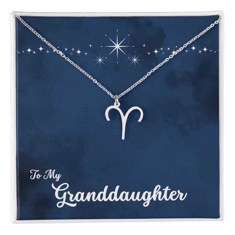 To My Granddaughter Zodiac Necklace, Select Zodiac Symbol - Starry Night - Get Deerty