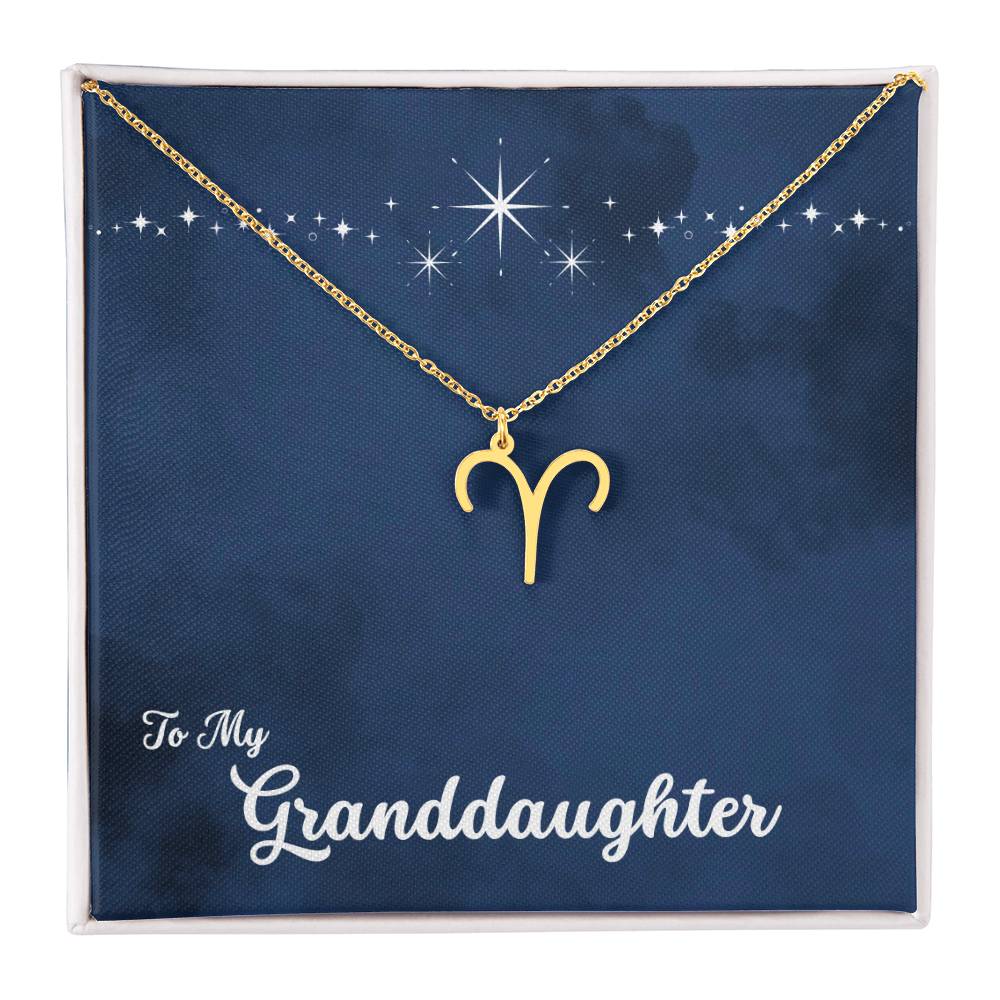 To My Granddaughter Zodiac Necklace, Select Zodiac Symbol - Starry Night - Get Deerty